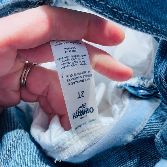 Vintage Osh-Kosh Denim Overall Eyelet Dress 2T - Picture 2 of 6